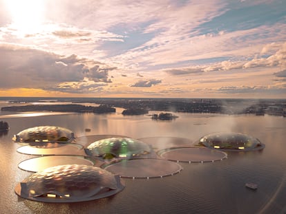 Prototipo del proyecto The Hot Heart , del arquitecto Carlo Ratti, un archipiélago de islas tropicales artificiales con las cuales aspira a calentar los hogares de la capital finlandesa.