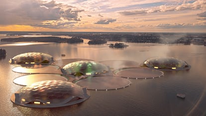 Prototipo del proyecto The Hot Heart , del arquitecto Carlo Ratti, un archipiélago de islas tropicales artificiales con las cuales aspira a calentar los hogares de la capital finlandesa.