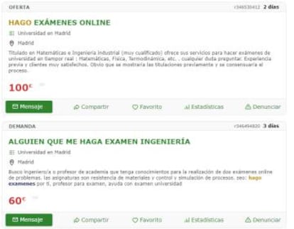 Ofertas para hacer exámenes 'online' por otras personas en Milanauncios.