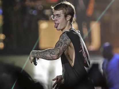 Justin Bieber anoche en el Palau St. Jordi de Barcelona.