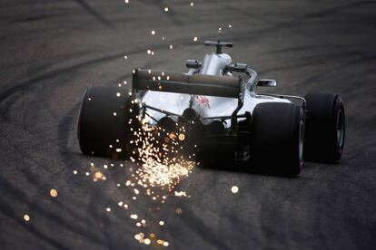 Hamilton durante los entrenamientos.