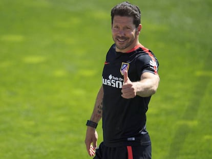 Simeone, durante el entrenamiento del pasado s&aacute;bado.