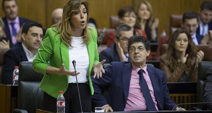 Susana Díaz, en el Parlamento este jueves.