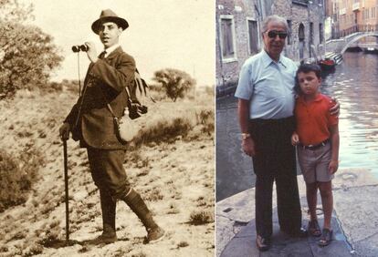 Gil Collado, hacia 1921 y en 1973, con su nieto Víctor García Gil, coautor del libro 'La dignidad de un entomólogo'.