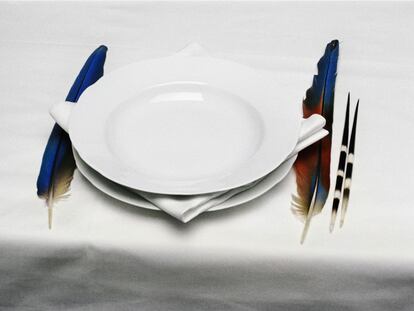 <i>Vom Ursprung der Tischsitten</i> (1971), fotografía de Lothar Baumgarten.