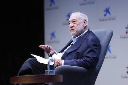 El Premio Nobel de Economía Joseph Stiglitz, este martes en CaixaForum.