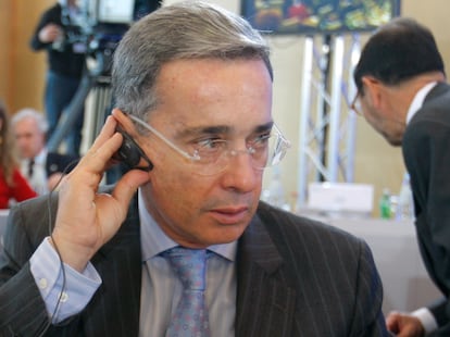 El expresidente Álvaro Uribe en una cumbre en Estoril (Portugal), el 1 de diciembre de 2009.