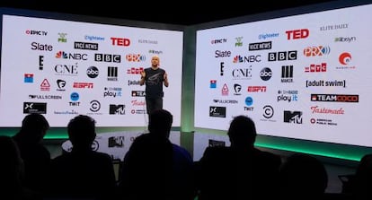 Daniel Ek, fundador y consejero delegado de Spotify, en una presentaci&oacute;n reciente.