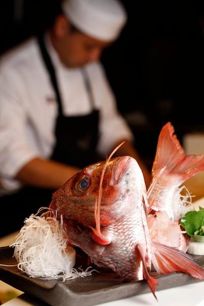 Sashimi de salmonete, del restaurante REI. Imagen proporcionada por Finca Cortesin, en Casares (Málaga).