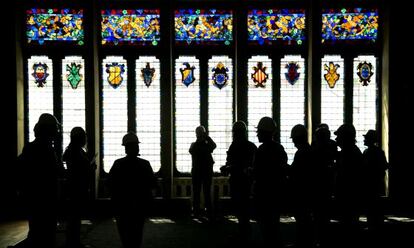 Vidriera del salón principal del Cau Ferrat de Sitges, tras los trabajos de restauración.
