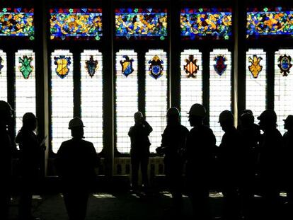 Vidriera del sal&oacute;n principal del Cau Ferrat de Sitges, tras los trabajos de restauraci&oacute;n.