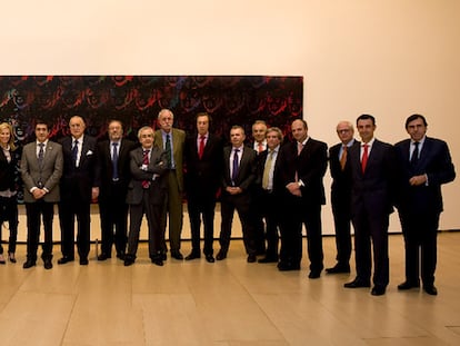 Foto oficial de la reunión del Patronato del Museo Guggenheim Bilbao del pasado miércoles, con el <b><i>lehendakari,</b></i> Patxi López, en el centro.