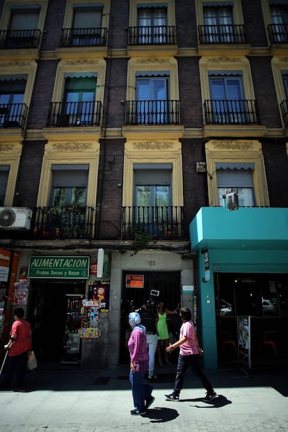 The street entrance to the building on Atocha street in Madrid.