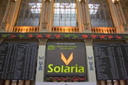 Imagen de la empresa Solaria en la Bolsa de Madrid.