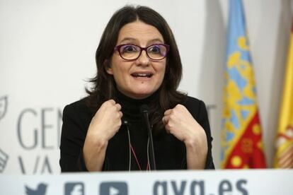 La vicepresidenta del Consell, Mònica Oltra, tras el pleno.