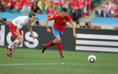 Villa, ante Suiza en el Mundial 2010.