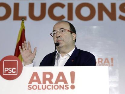 El primer secretario del PSC, Miquel Iceta, durante el debate de los socialistas.