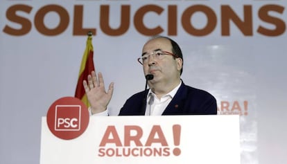 El primer secretari del PSC, Miquel Iceta, durant el debat dels socialistes.