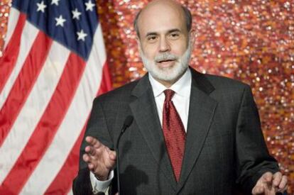 El presidente de la Reserva Federal, Ben Bernanke, hablando en la conferencia de esa entidad sobre "Desarrollo Clave en Política Monetaria", en octubre de 2009.