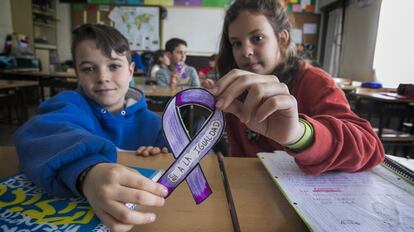 Alumnos de un colegio de Madrid reivindican la igualdad.