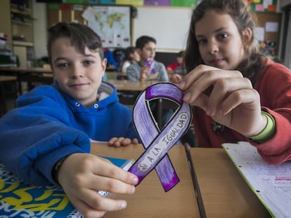 Alumnos de un colegio de Madrid reivindican la igualdad.