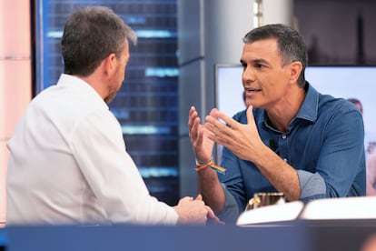 Pedro Sánchez conversaba con Pablo Motos en 'El Hormiguero', el martes por a noche.