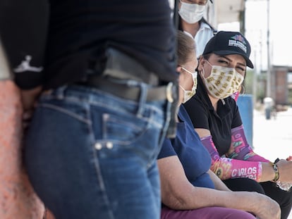 Maribel en campaña por las calles de Angamacutiro.