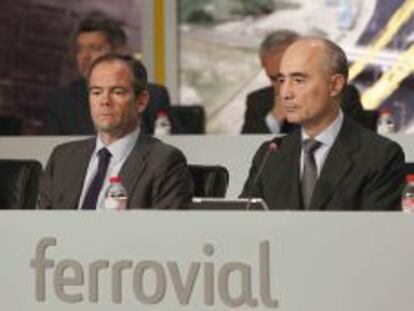 El consejero delegado de Ferrovial, &Iacute;&ntilde;igo Meir&aacute;s, y el presidente de la compa&ntilde;&iacute;a, Rafael del Pino.