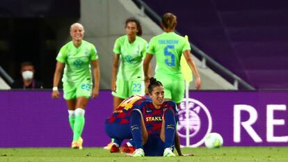 Jenni Hermoso, tras perder ante el Wolfsburgo este martes en Anoeta en las semifinales de la Champions.