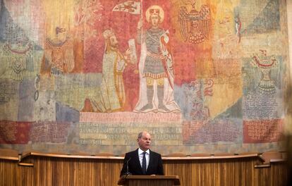 El canciller alemán, Olaf Scholz, pronunciaba el 29 de agosto su discurso en la Universidad Carolina de Praga.