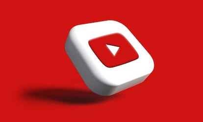 Logo en 3D de YouTube con fondo rojo