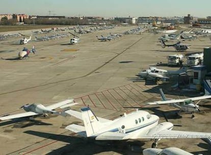 Aeródromo de Cuatro Vientos, que suspendió sus operaciones por el hielo.