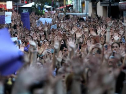 Manifestación frente al Ministerio de Justicia el pasado 26 de abril, cuando se conoció la sentencia de La Manada.