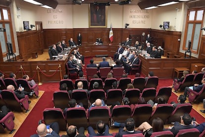 Miembros del Poder Judicial de la Federación se reúnen durante el anuncio del proyecto de presupuesto para el ejercicio fiscal 2024, en septiembre de 2023.