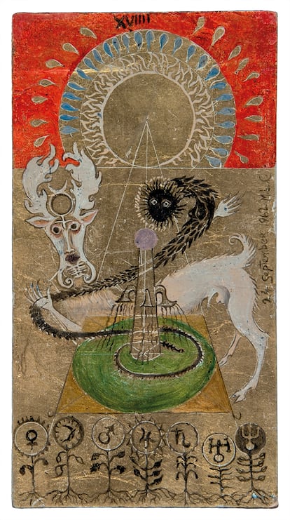 La carta del sol en el tarot de Leonora Carrington.