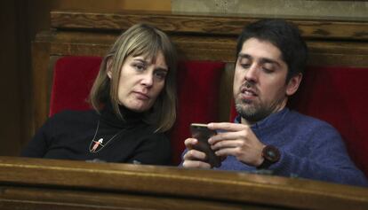 Jéssica Albiach y David Cid, diputados de Catalunya en Comú en el Parlament. 