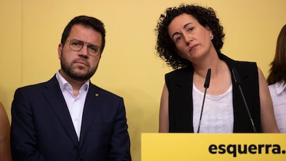 Pere Aragonès y  Marta Rovira, el viernes pasado en la sede de ERC.