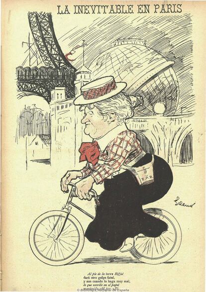 'La inevitable en París', deL caricaturista Sileno para la revista 'Gedeón' (29 de agosto de 1900).