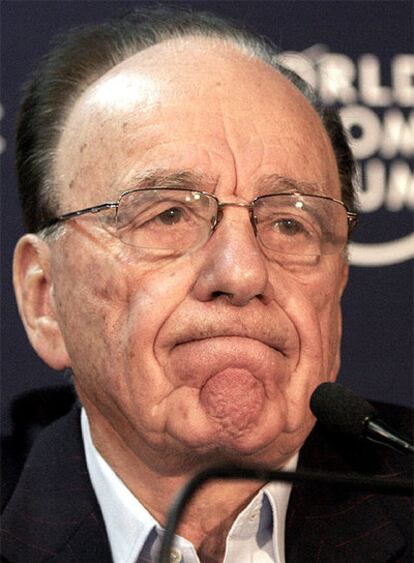 Rupert Murdoch, durante una rueda de prensa en el último Foro de Economía Mundial de Davos.