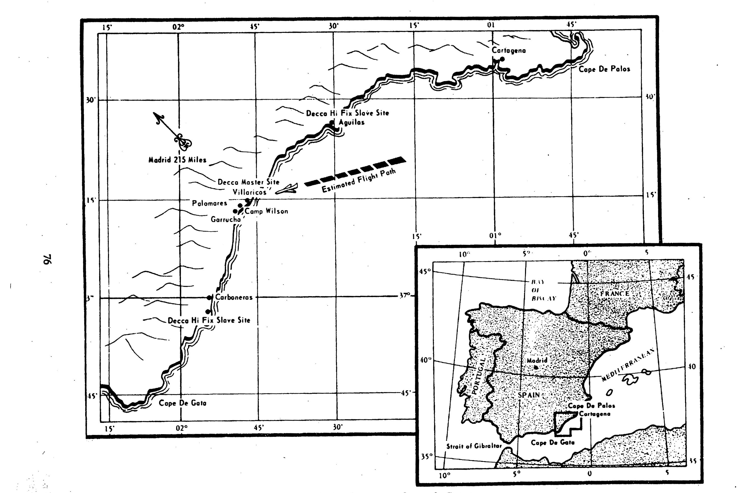 Esquema del accidente de Palomares recogido en un informe de 1975 de la Agencia Defensa Nuclear de Estados Unidos.