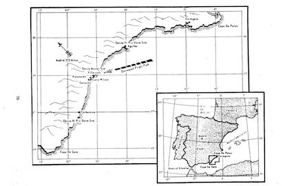 Esquema del accidente de Palomares recogido en un informe de 1975 sobre el siniestro de la Agencia Defensa Nuclear de Estados Unidos.