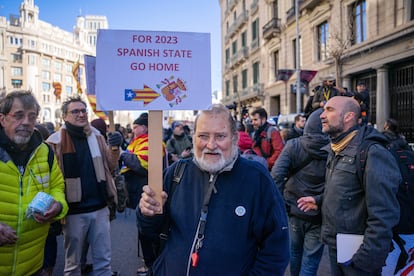 Manifestantes en contra de la cumbre hispanofrancesa, el pasado 19 de enero, en Barcelona.