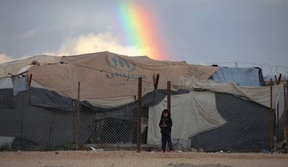 Uma criança síria refugiada no campo de Zaatari, em Jordânia.