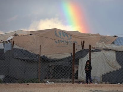 Uma criança síria refugiada no campo de Zaatari, em Jordânia.