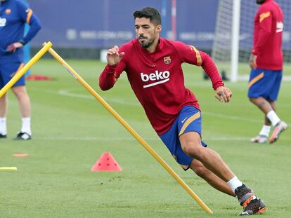 Luis Suárez, en un entrenamiento.