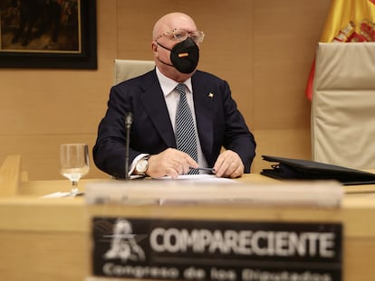 El comisario jubilado José Manuel Villarejo comparece en el Congreso este miércoles.