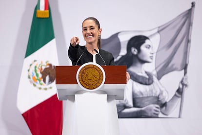 Claudia Sheinbaum en Palacio Nacional, el 6 de marzo.