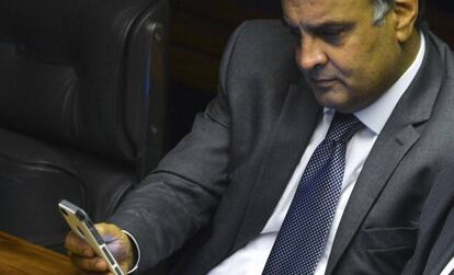 Aécio Neves na Câmara em fevereiro. 