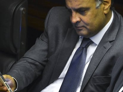 Aécio Neves na Câmara em fevereiro. 