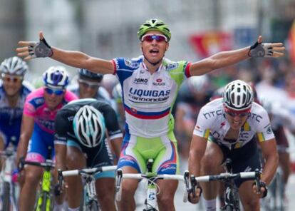 Sagan celebra su triunfo.